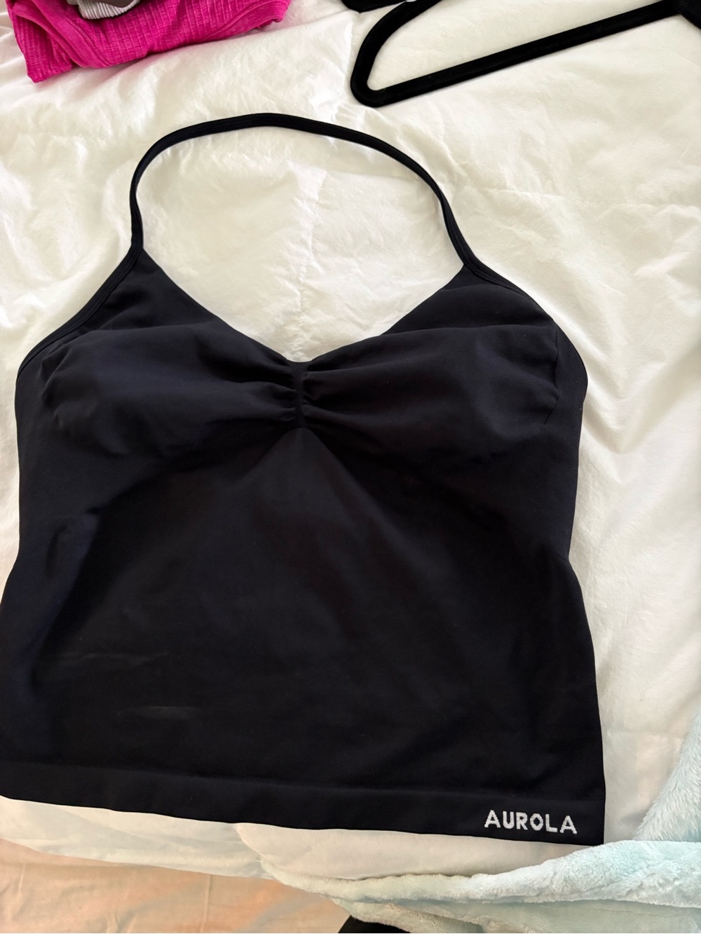 NWOT Aurola Black Camisole Tank Top with Ruched Front